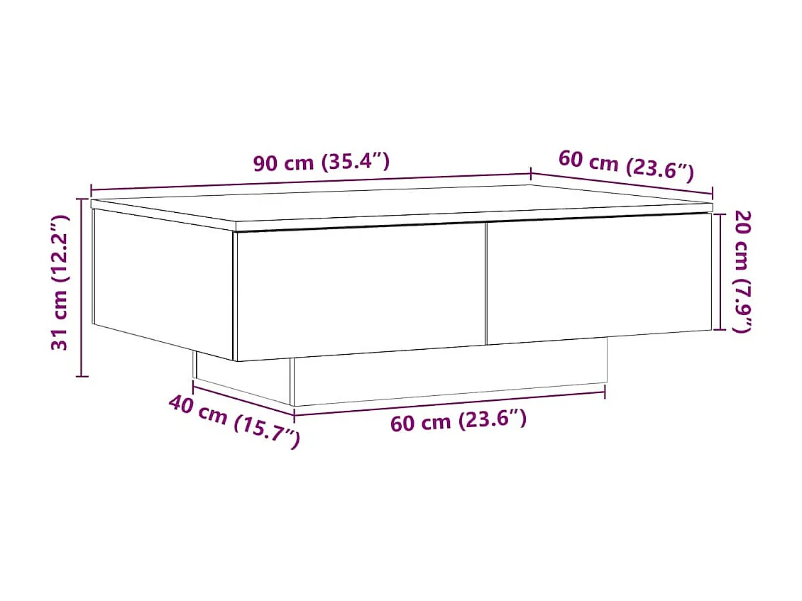 Couchtisch-Wohnzimmertisch-Beistelltische Altholz-Optik 90x60x31 cm Holzwerkstoff SHL11769