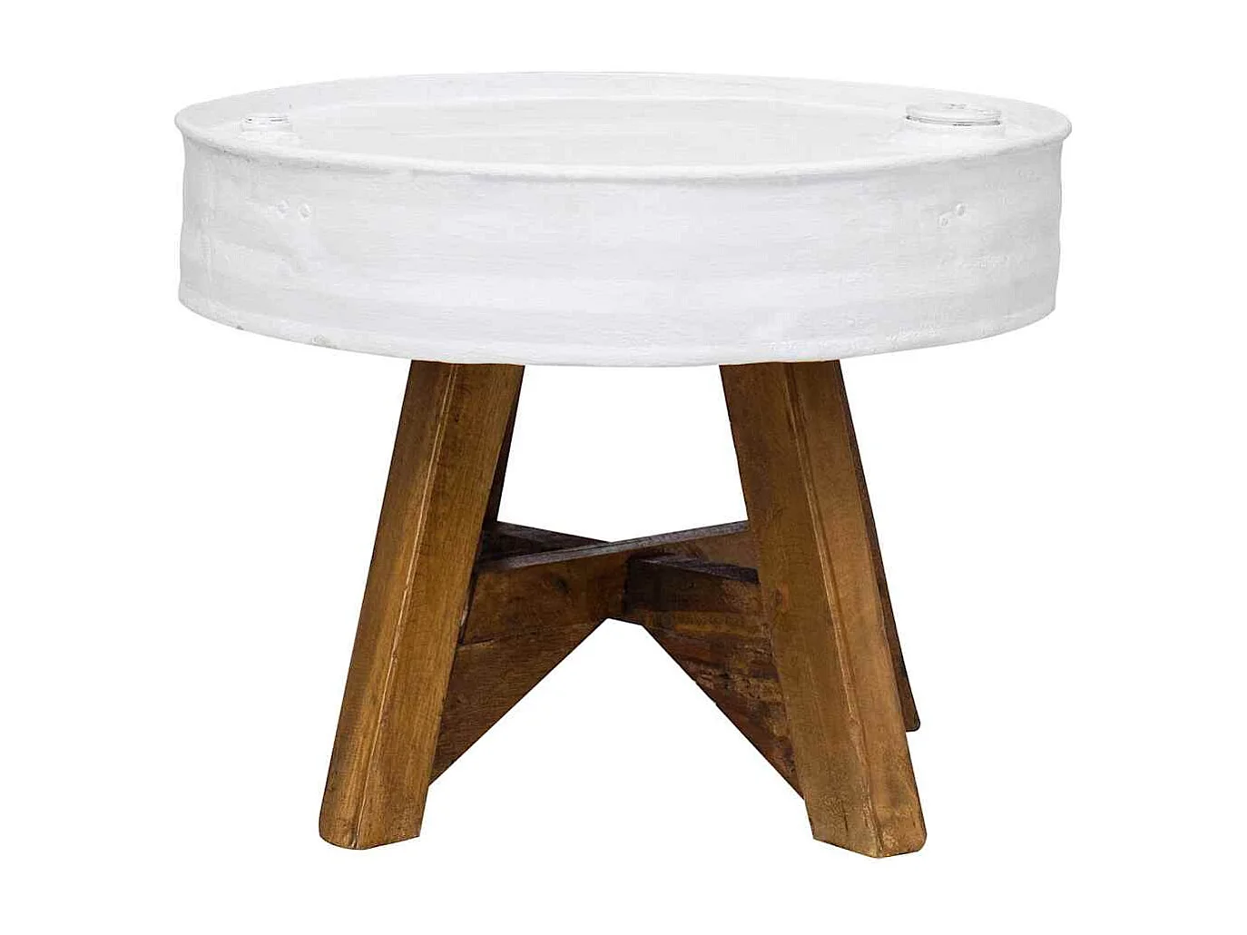 Couchtisch-Beistelltisch-Sofatisch Altholz Massiv 60x45 cm Weiß SHL85179