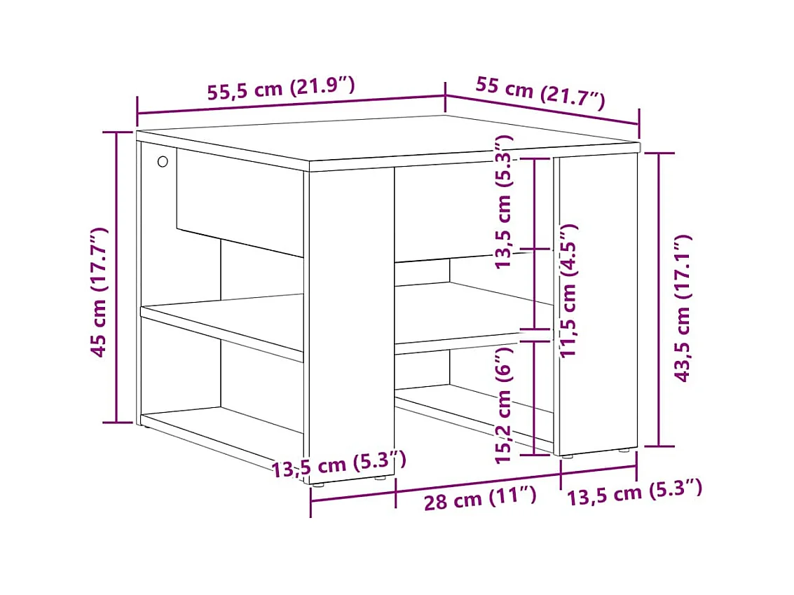 Mesa de centro-Mesa auxiliar-Mesita de centro madera contrachapada gris hormigón 90x67x33 cm SHL528899