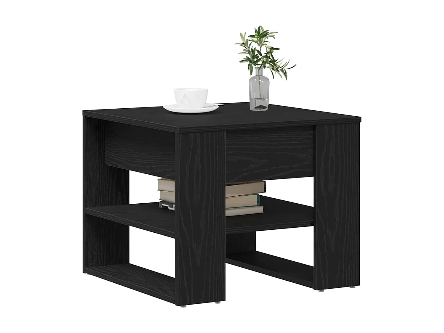 Couchtisch-Wohnzimmertisch-Beistelltische Schwarz Eichen-Optik 55,5x55x45 cm Holzwerkstoff SHL65168