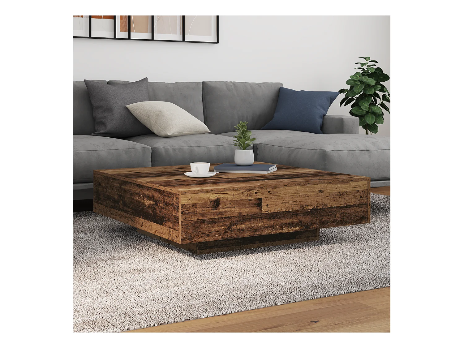 Mesa de centro-Mesa auxiliar-Mesita de centro madera contrachapada roble Sonoma 80x80x31 cm SHL2693