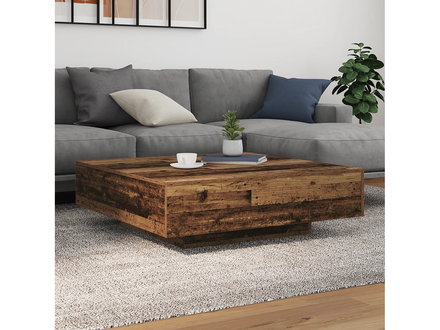 Couchtisch-Wohnzimmertisch-Beistelltische Altholz 100x100x31 cm Holzwerkstoff SHL92141