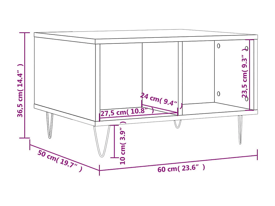 Mesa de centro | Mesa auxiliar madera ingeniería gris hormigón 51,5x51,5x30 cm SHL3235