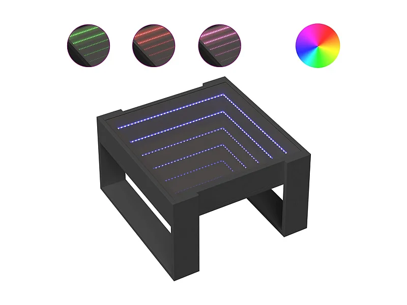 Table basse salon-Table d'appoint avec LED infini noir 50x53x30 cm SHL79658