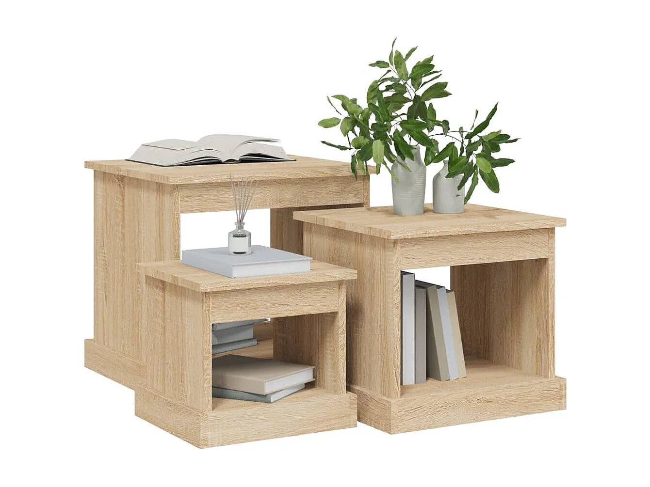 Couchtisch 3er Set-Sofatisch-Beistelltisch Sonoma-Eiche Holzwerkstoff SHL68494