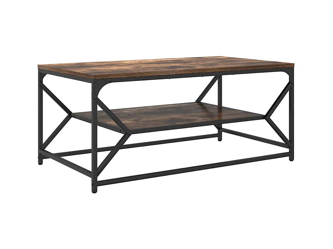 Table basse salon-Table d'appoint avec Étagère Chêne Fumé 90x50x40 cm Bois Mécanisé SHL62203