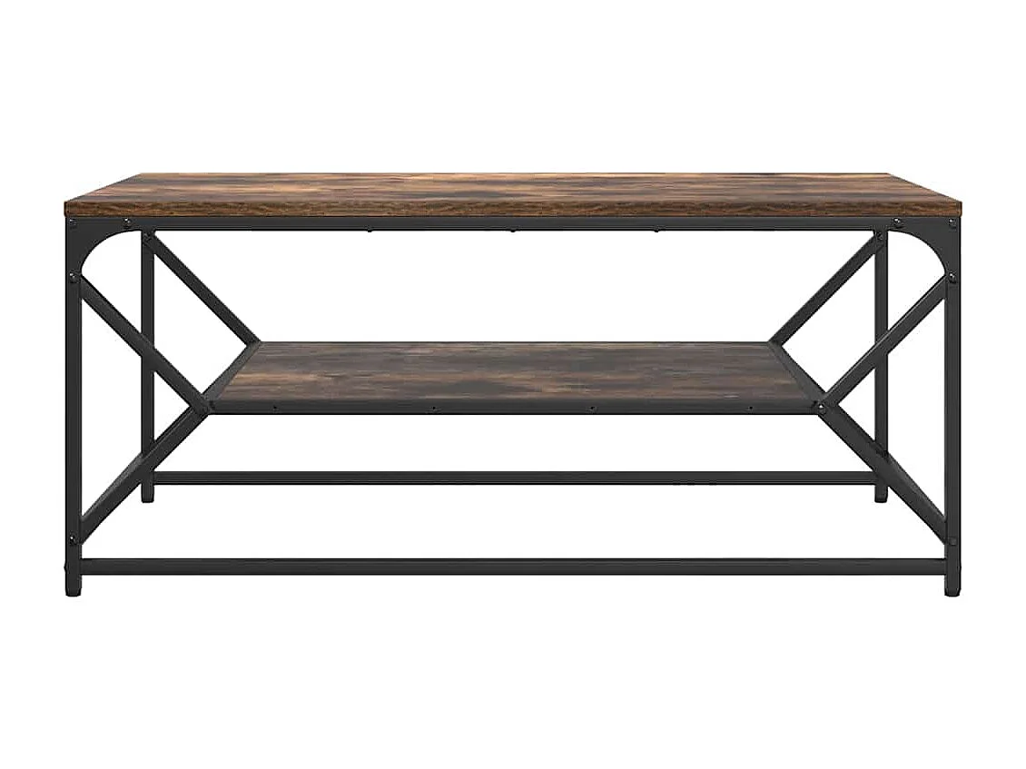 Table basse salon-Table d'appoint avec Étagère Chêne Fumé 90x50x40 cm Bois Mécanisé SHL62203