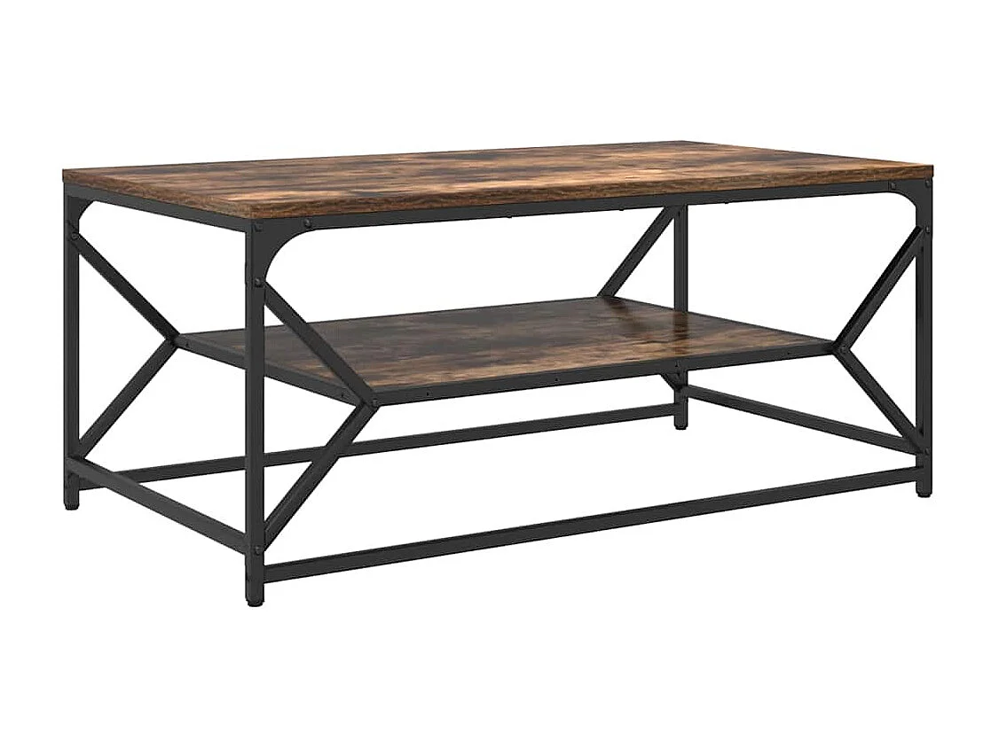Table basse salon-Table d'appoint avec Étagère Chêne Fumé 90x50x40 cm Bois Mécanisé SHL62203