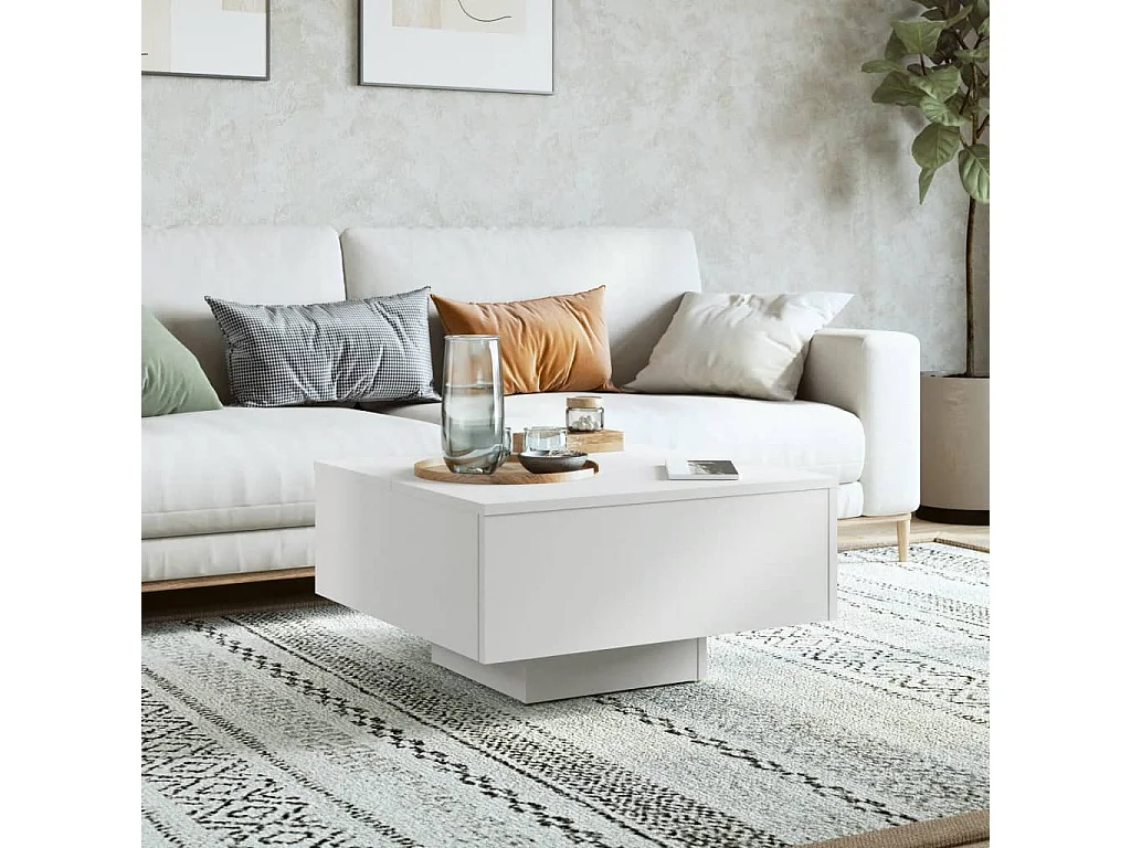 Mesa de centro | Mesa auxiliar de acero superficie de vidrio negra 40x40x41 cm SHL1514