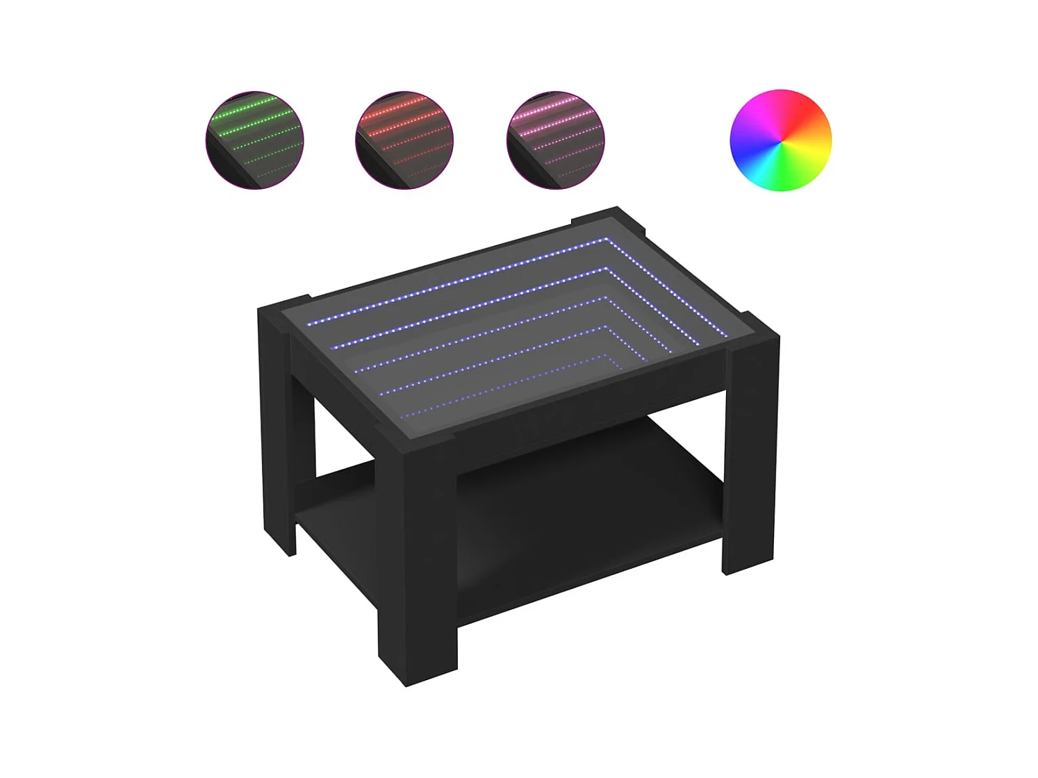 Table basse salon-Table d'appoint avec LED noir 73x53x45 cm bois d'ingénierie SHL44984