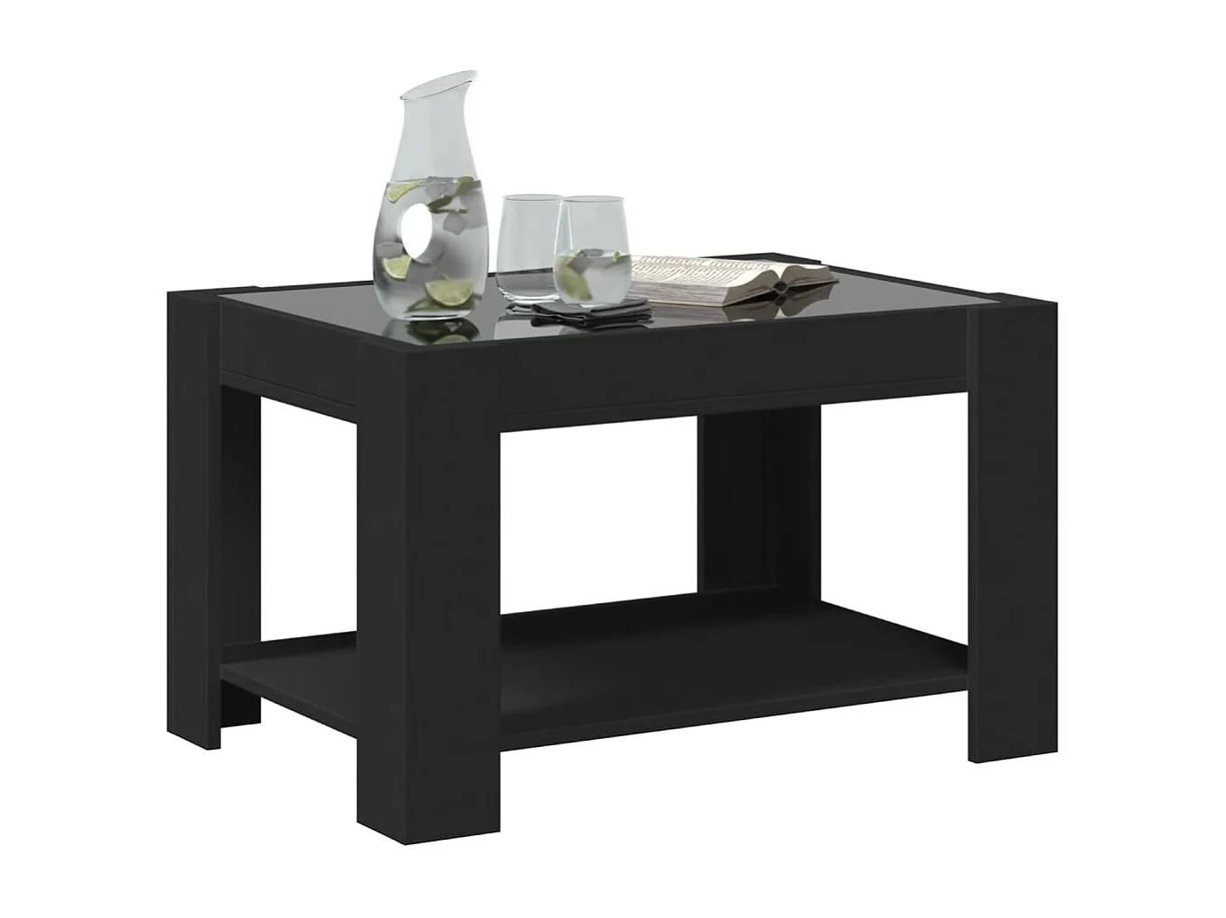 Table basse salon-Table d'appoint avec LED noir 73x53x45 cm bois d'ingénierie SHL44984