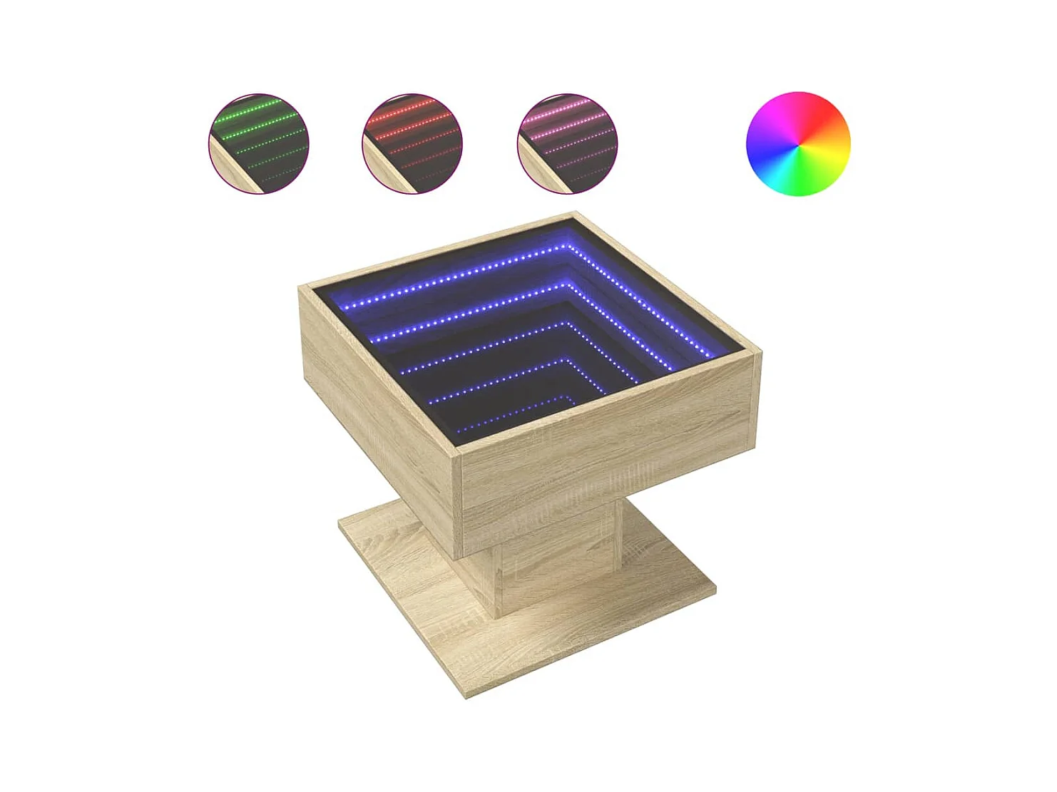 Table basse salon-Table d'appoint avec LED chêne sonoma 50x50x45 cm bois d'ingénierie SHL40777