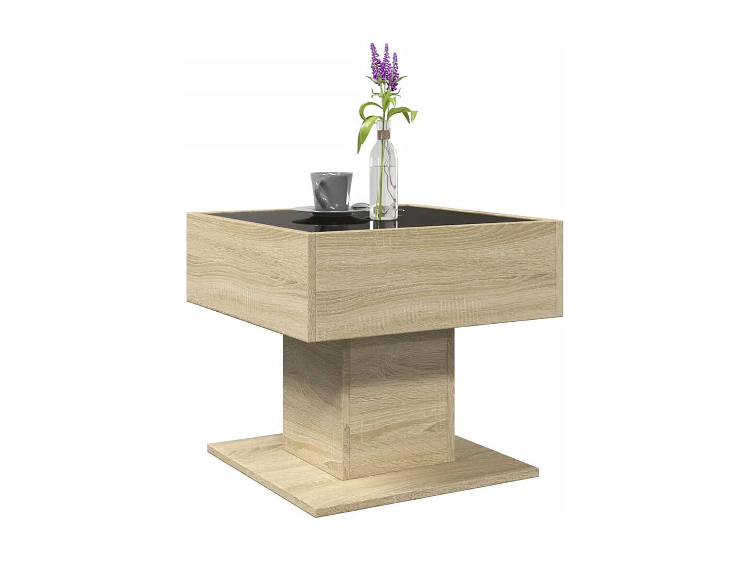 LED Couchtisch-Beistelltische-Sofatisch Sonoma Eiche 50x50x45 cm Holzwerkstoff SHL50686