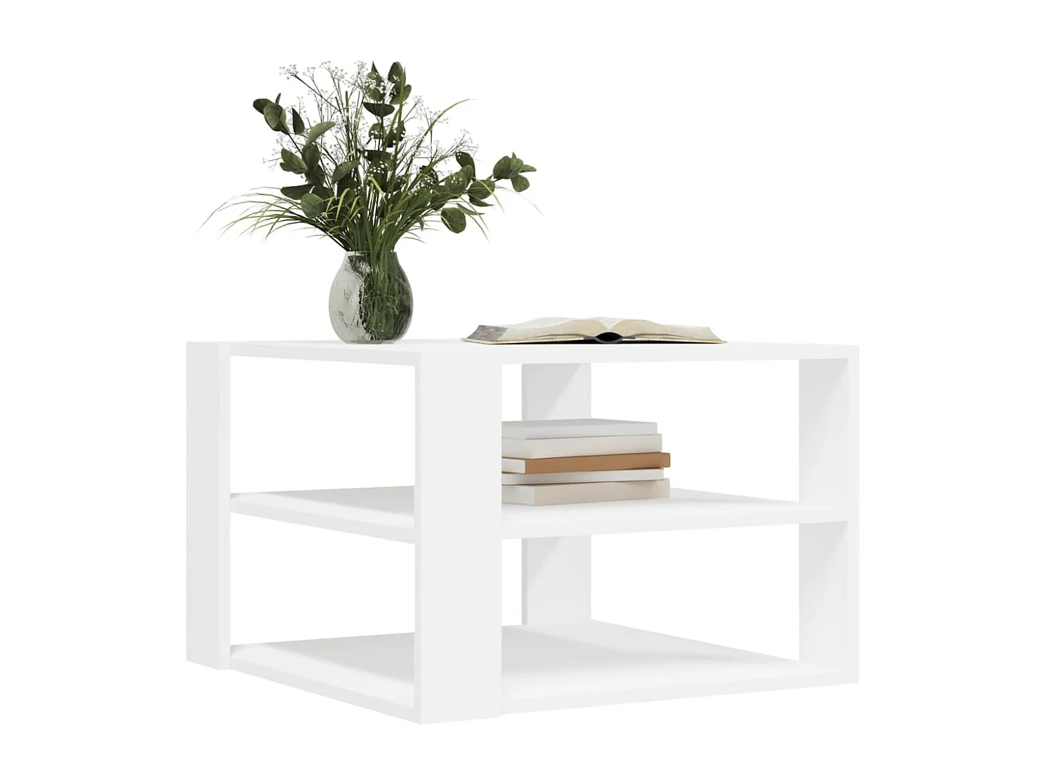 Couchtisch-Wohnzimmertisch-Beistelltische Weiß 58x58x40 cm Holzwerkstoff SHL10398