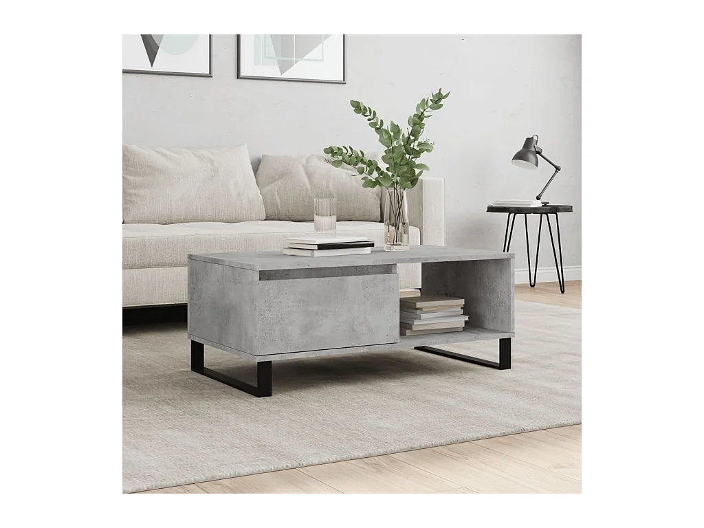 Mesa de centro | Mesa auxiliar madera ingeniería metal gris Sonoma 100x57x35 cm SHL2489