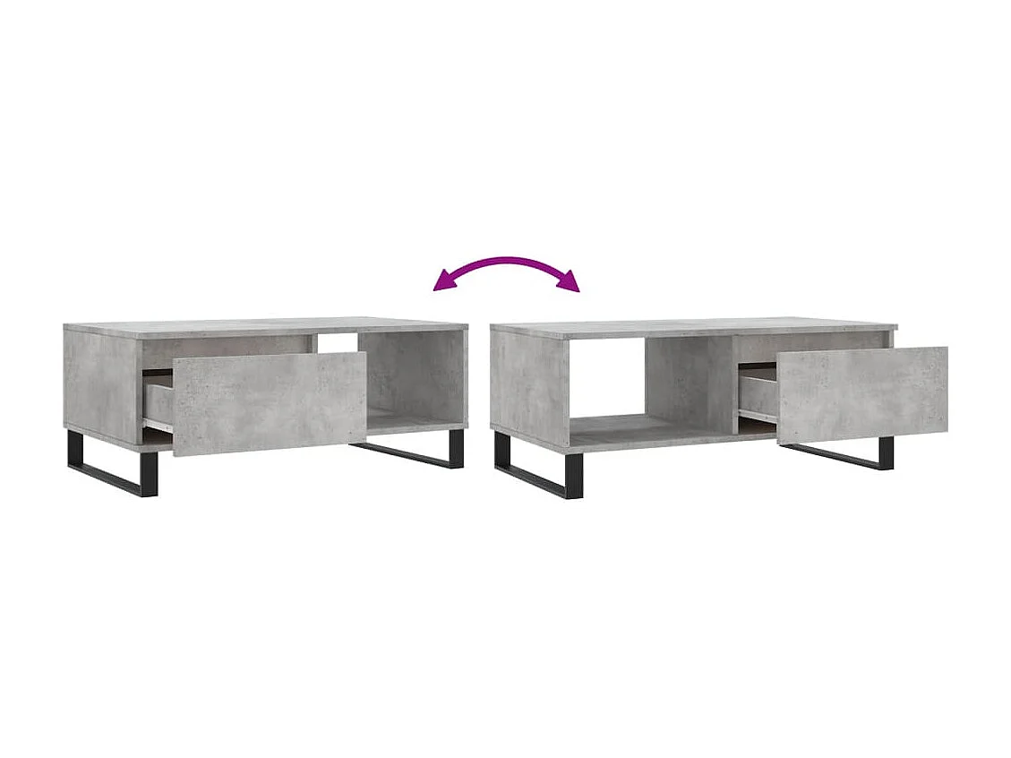 Couchtisch-Wohnzimmertisch-Beistelltische Betongrau 90x50x36,5 cm Holzwerkstoff SHL70703