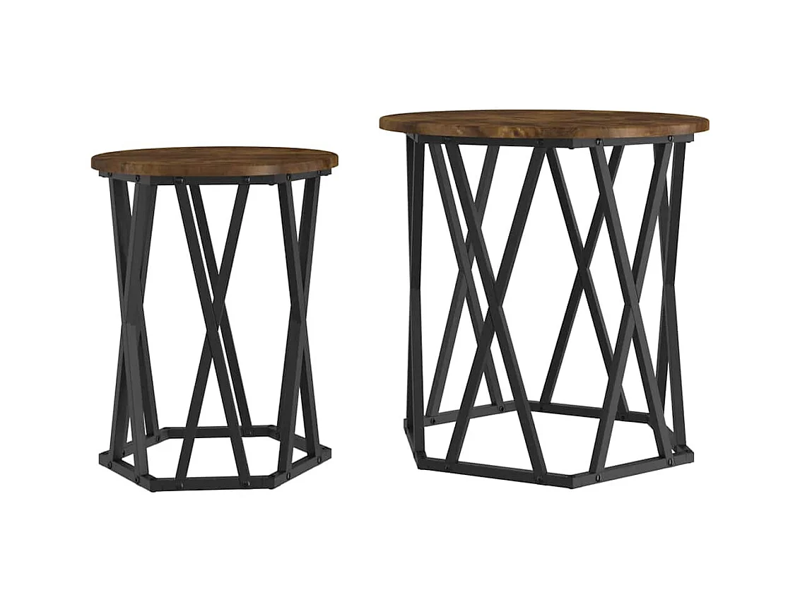 Tables basses salon-Tables d'appoint 2 pcs en chêne fumé en bois reconstitué SHL96695