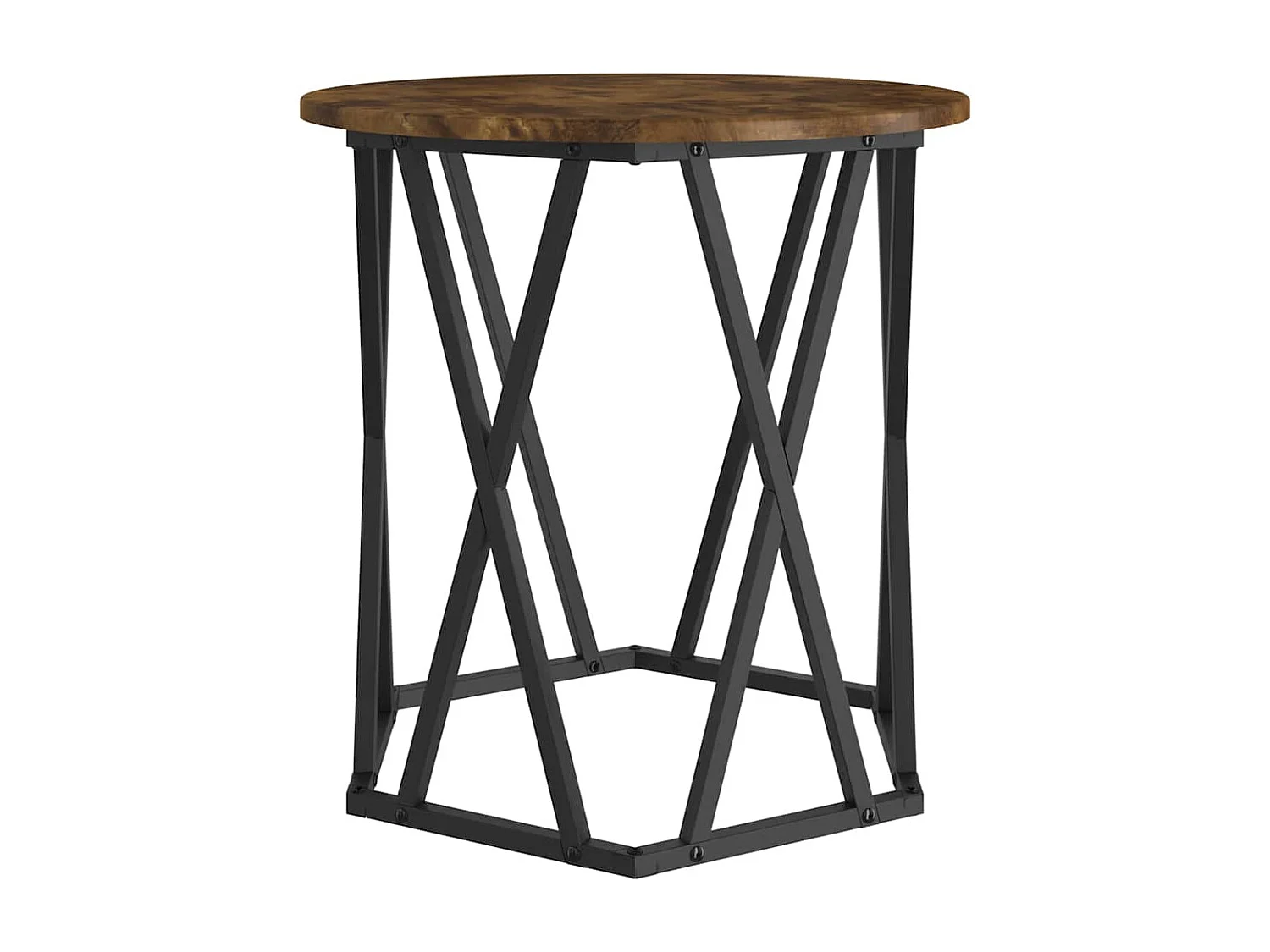 Couchtisch 2er Set-Sofatisch-Beistelltische Geräucherte Eiche Ingenieure Holz und Stahl SHL67154