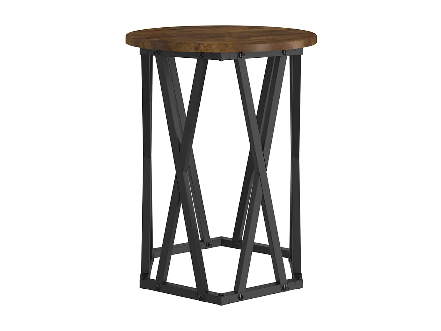 Couchtisch 2er Set-Sofatisch-Beistelltische Geräucherte Eiche Ingenieure Holz und Stahl SHL67154