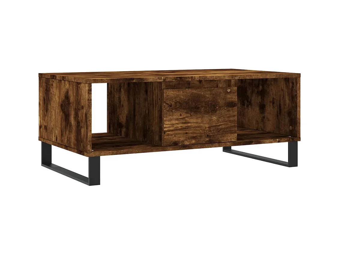 Mesa de centro | Mesa auxiliar madera ingeniería metal roble humo 100x50x50 cm SHL306271