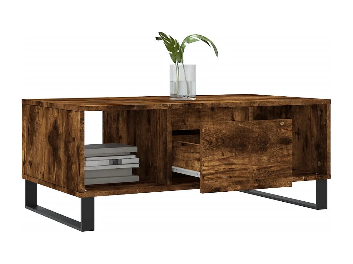 Mesa de centro | Mesa auxiliar madera ingeniería metal roble humo 100x50x50 cm SHL306271