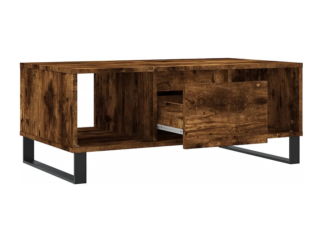 Mesa de centro | Mesa auxiliar madera ingeniería metal roble humo 100x50x50 cm SHL306271