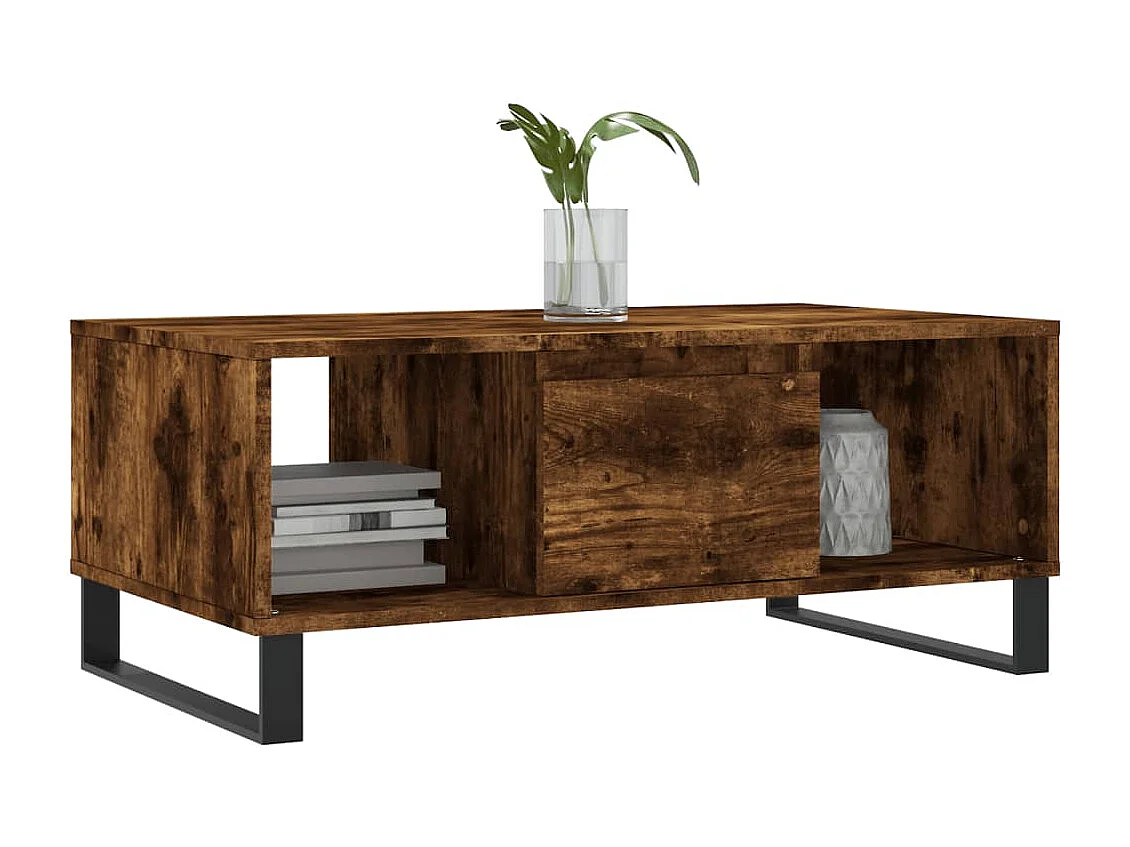 Mesa de centro | Mesa de apoio 90x50x36.5 cm derivados madeira carvalho fumado