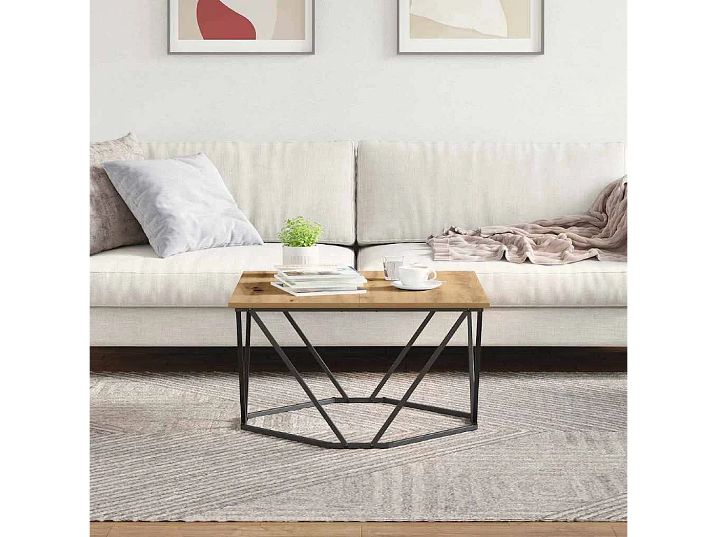 Salontafel | Woonkamertafel | Koffietafel artisanaal eikenkleurig 80 x 80 x 45 cm