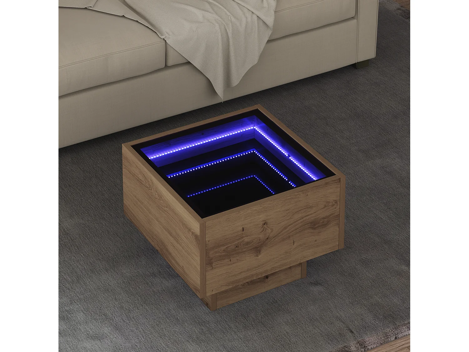 Table basse salon-Table d'appoint chêne artisanal 40x40x30 cm SHL5607