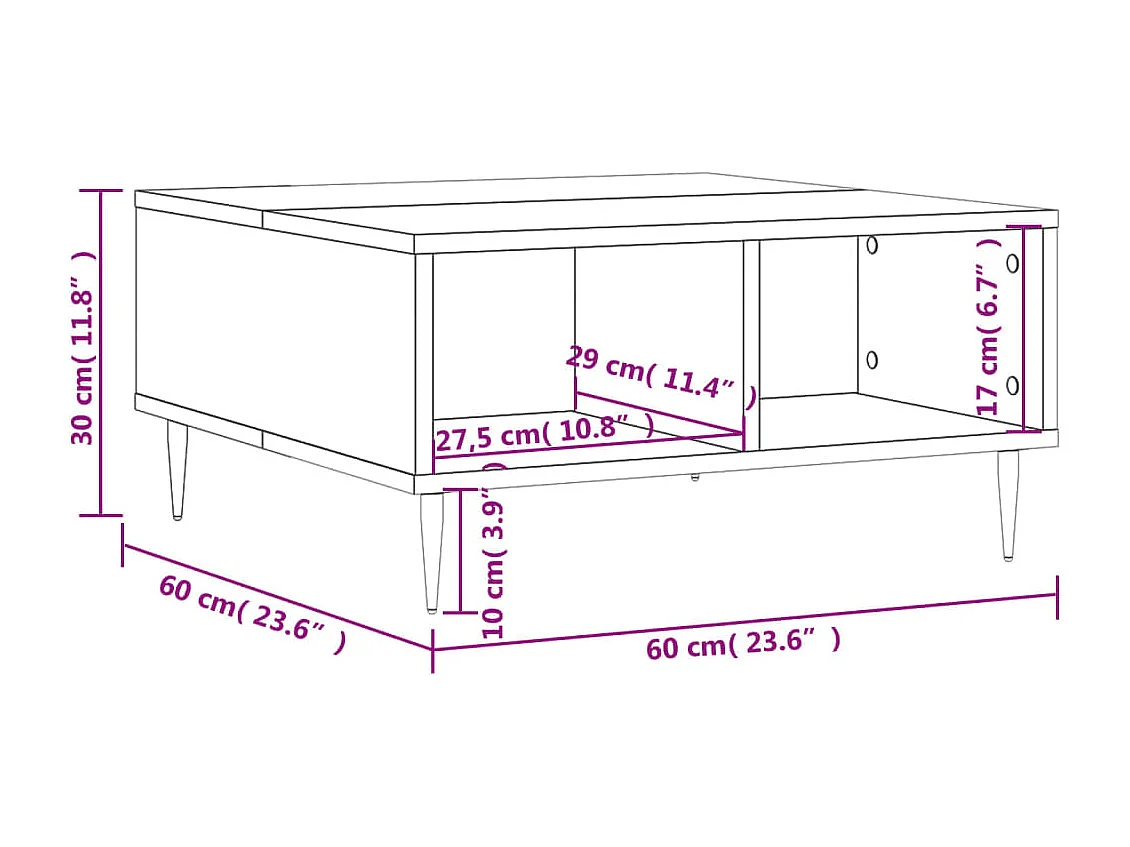 Couchtisch-Wohnzimmertisch-Beistelltische Betongrau 60x60x30 cm Holzwerkstoff SHL34804