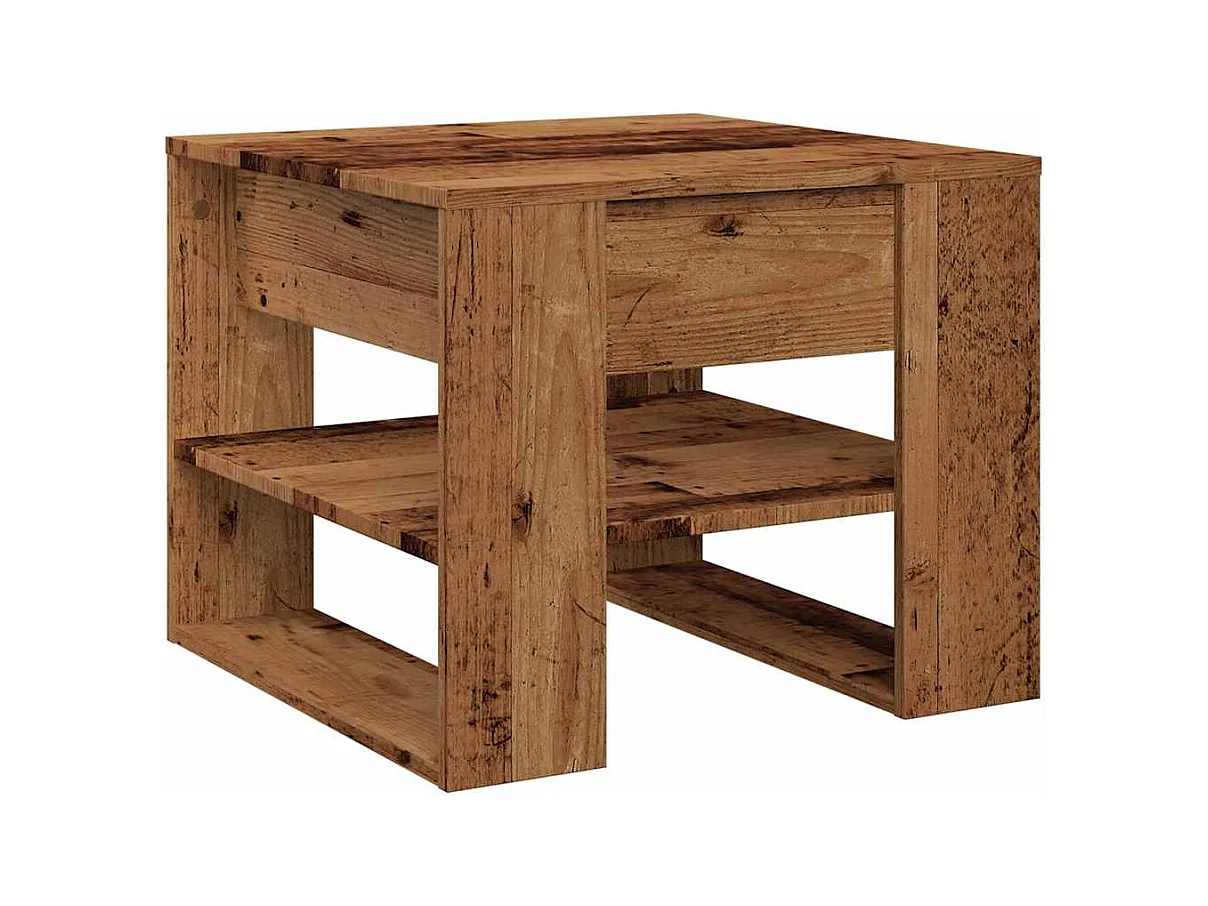 Mesa de centro-Mesa auxiliar redonda madera de teca reciclada SHL3348