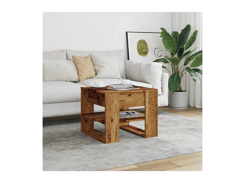 Mesa de centro-Mesa auxiliar redonda madera de teca reciclada SHL3348