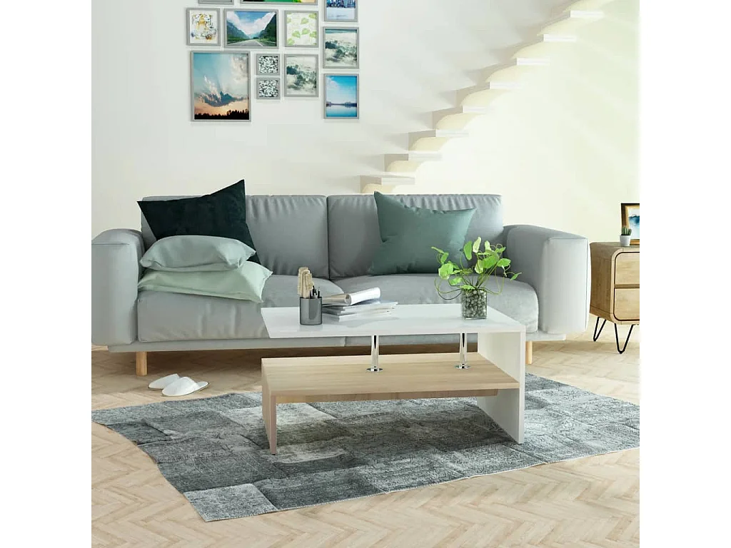 Mesa de centro | Mesa de café | Mesa auxiliar 2 piezas Multicolor madera maciza reciclada SHL9778