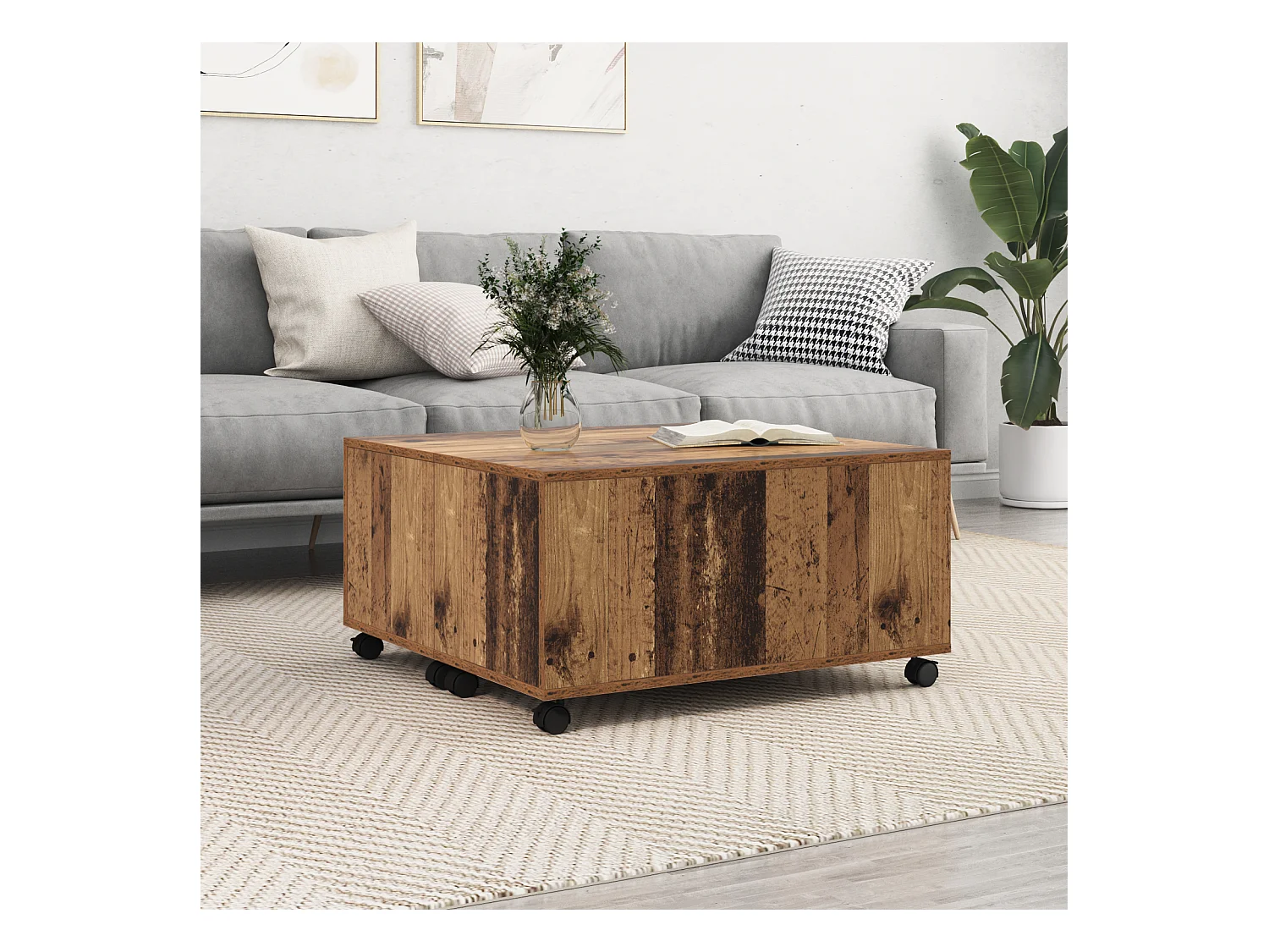 Mesa de centro | Mesa de apoio Madeira Antiga 75x75x38 cm