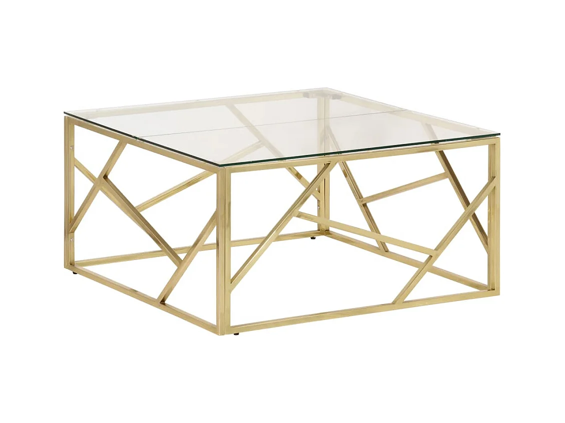 Table basse salon-Table d'appoint doré acier inoxydable et verre trempé SHL48763