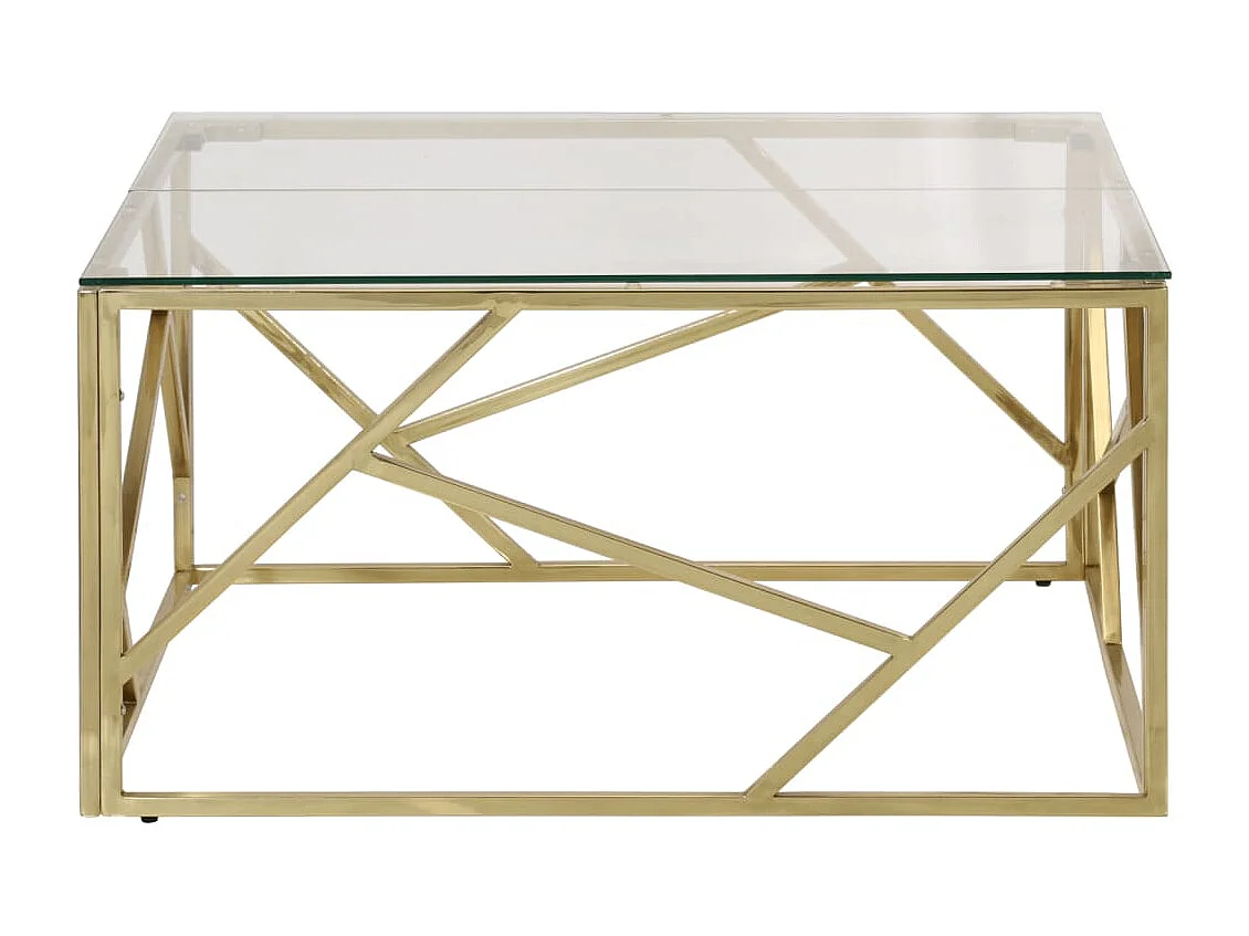 Couchtisch-Sofatisch-Beistelltische Golden Edelstahl und Hartglas SHL45129