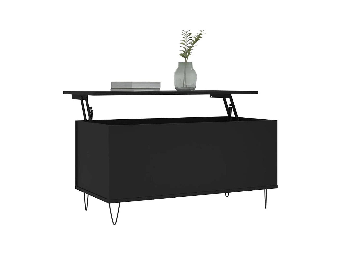 Mesa de centro | Mesa auxiliar superficie de vidrio acero negra 50x50x45 cm SHL3315