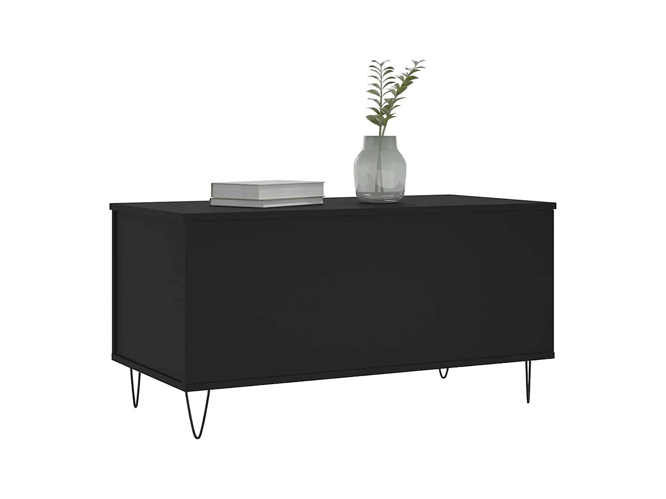 Mesa de centro | Mesa auxiliar superficie de vidrio acero negra 50x50x45 cm SHL3315