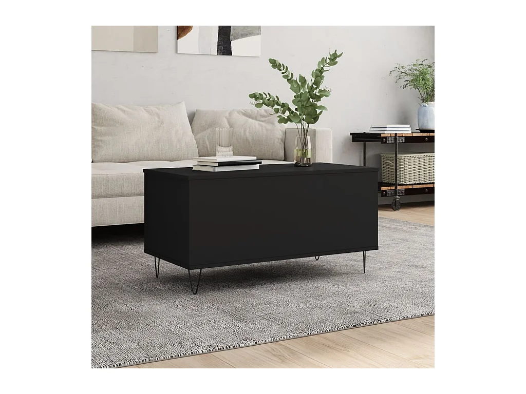 Mesa de centro | Mesa auxiliar superficie de vidrio acero negra 50x50x45 cm SHL3315