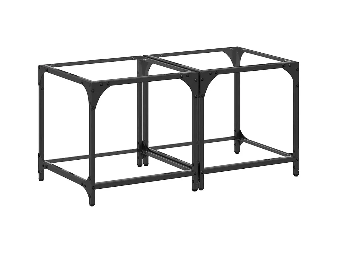 Tables basses salon-Tables d'appoint avec dessus en verre transparent 2 pcs acier SHL73786