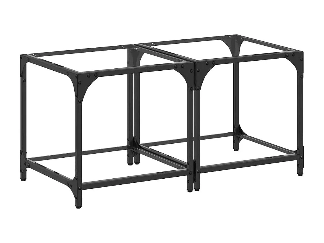 Couchtisch 2er Set-Sofatisch-Beistelltische mit Glasplatte Transparent 40x40x40 cm Stahl SHL46992