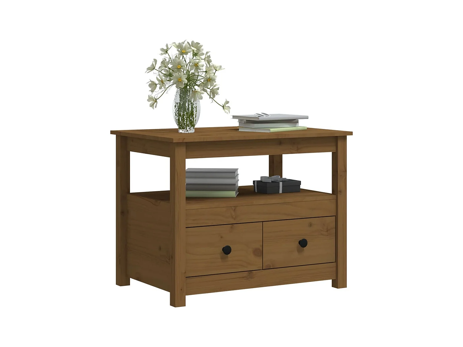 Table basse salon-Table d'appoint Marron miel 71x49x55 cm Bois massif de pin SHL86283