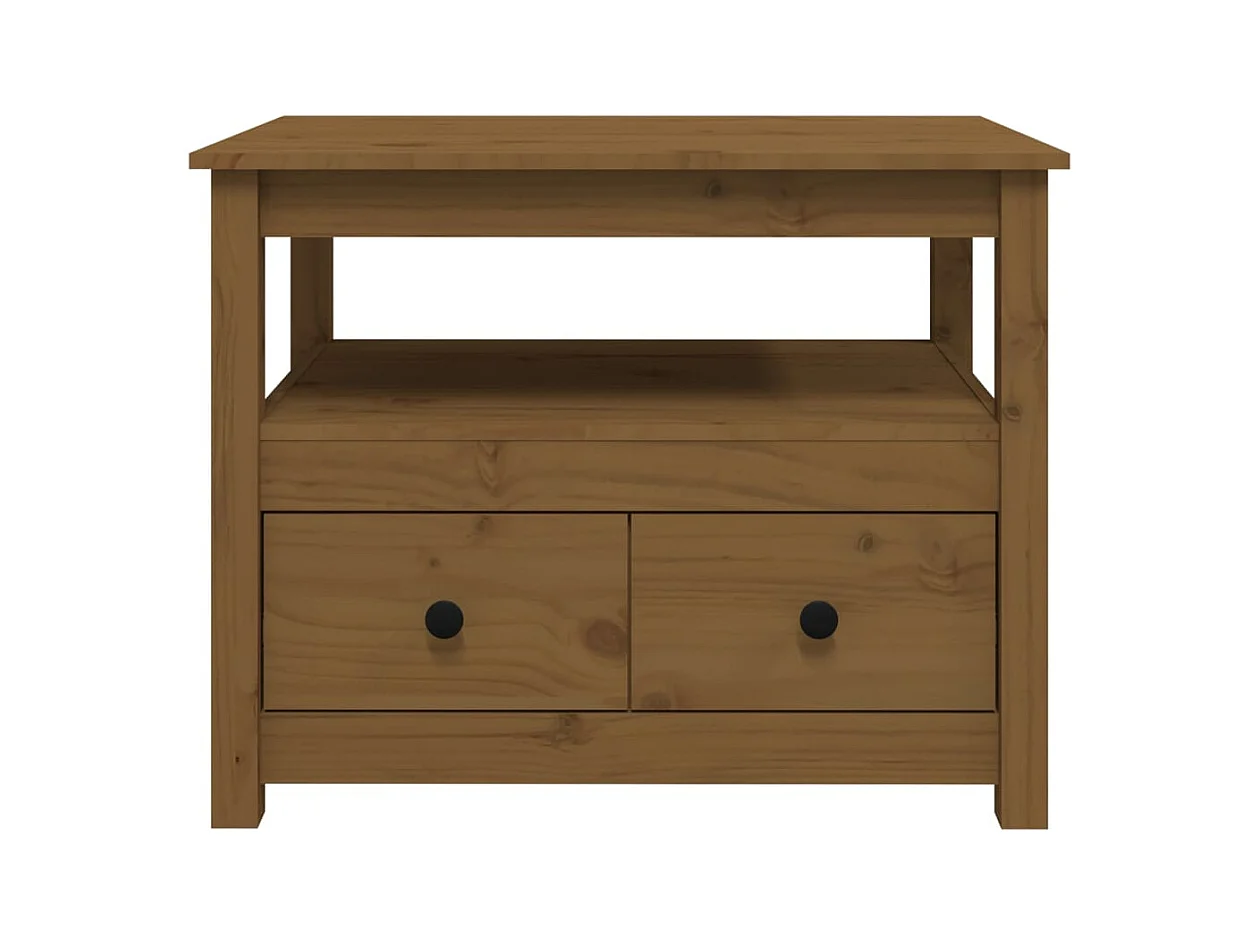 Table basse salon-Table d'appoint Marron miel 71x49x55 cm Bois massif de pin SHL86283