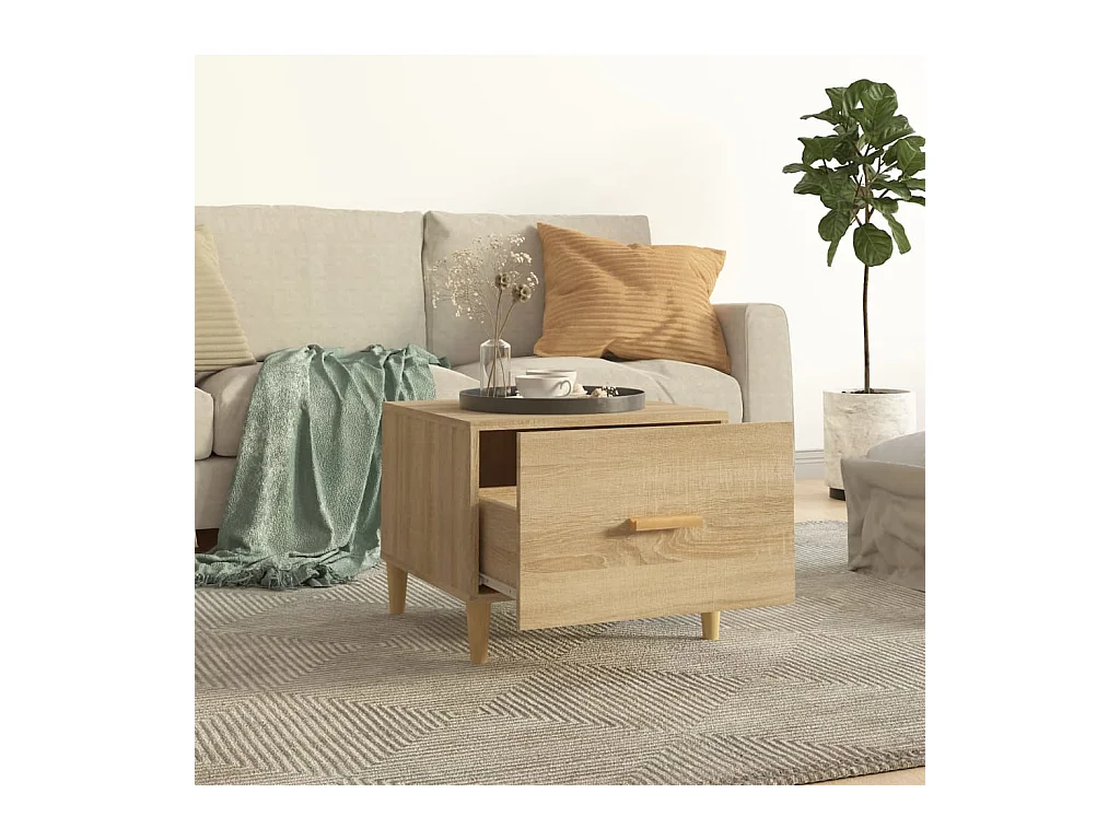 Mesa de centro | Mesa auxiliar madera contrachapada blanco 102x50x40 cm SHL2901