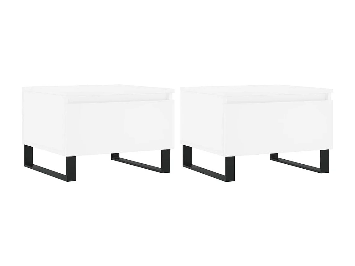 Couchtisch 2er Set-Sofatisch-Beistelltische Weiß 50x46x35 cm Holzwerkstoff SHL13727
