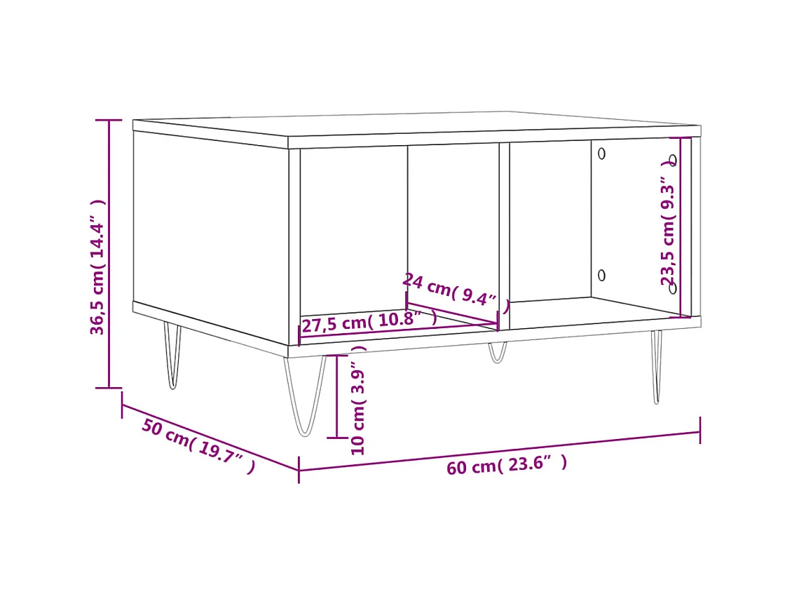 Mesa de centro | Mesa auxiliar madera ingeniería madera envejecida 102x55x43 cm SHL3687
