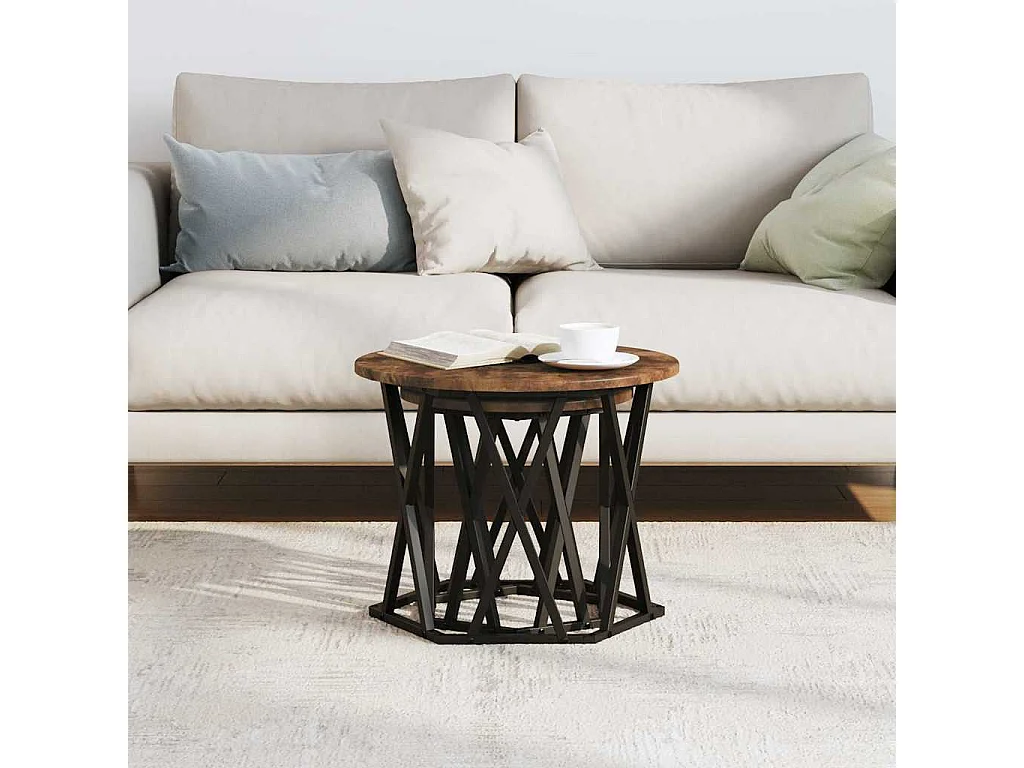 Mesa de centro-Mesa auxiliar-Mesita de centro madera de ingeniería negra 79x49x41 cm SHL2417