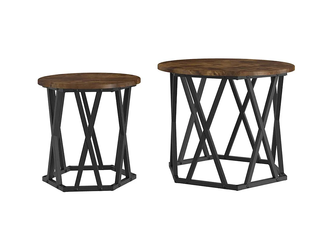 Tables d'appoint gigognes 2 pcs Chêne fumé en bois d'ingénierie SHL1845