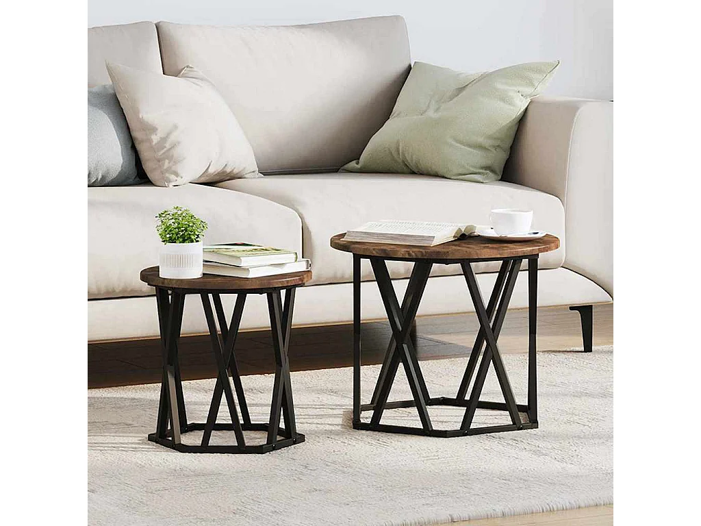 Tables d'appoint gigognes 2 pcs Chêne fumé en bois d'ingénierie SHL1845