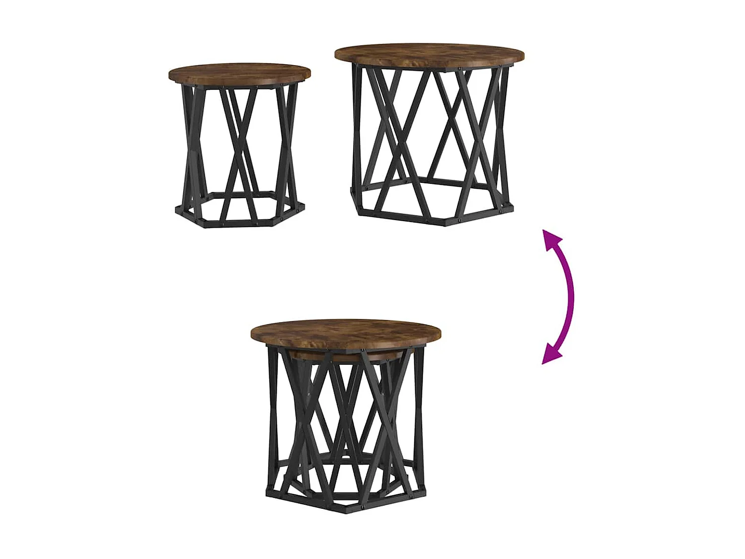 Tables d'appoint gigognes 2 pcs Chêne fumé en bois d'ingénierie SHL1845
